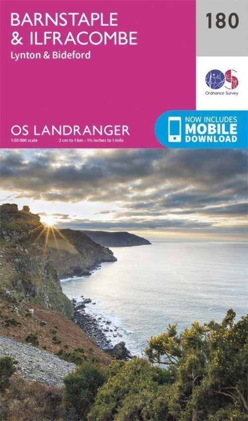 Barnstaple & Ilfracombe Lynton Bideford Landranger Map 180 Ordnance Survey Lates