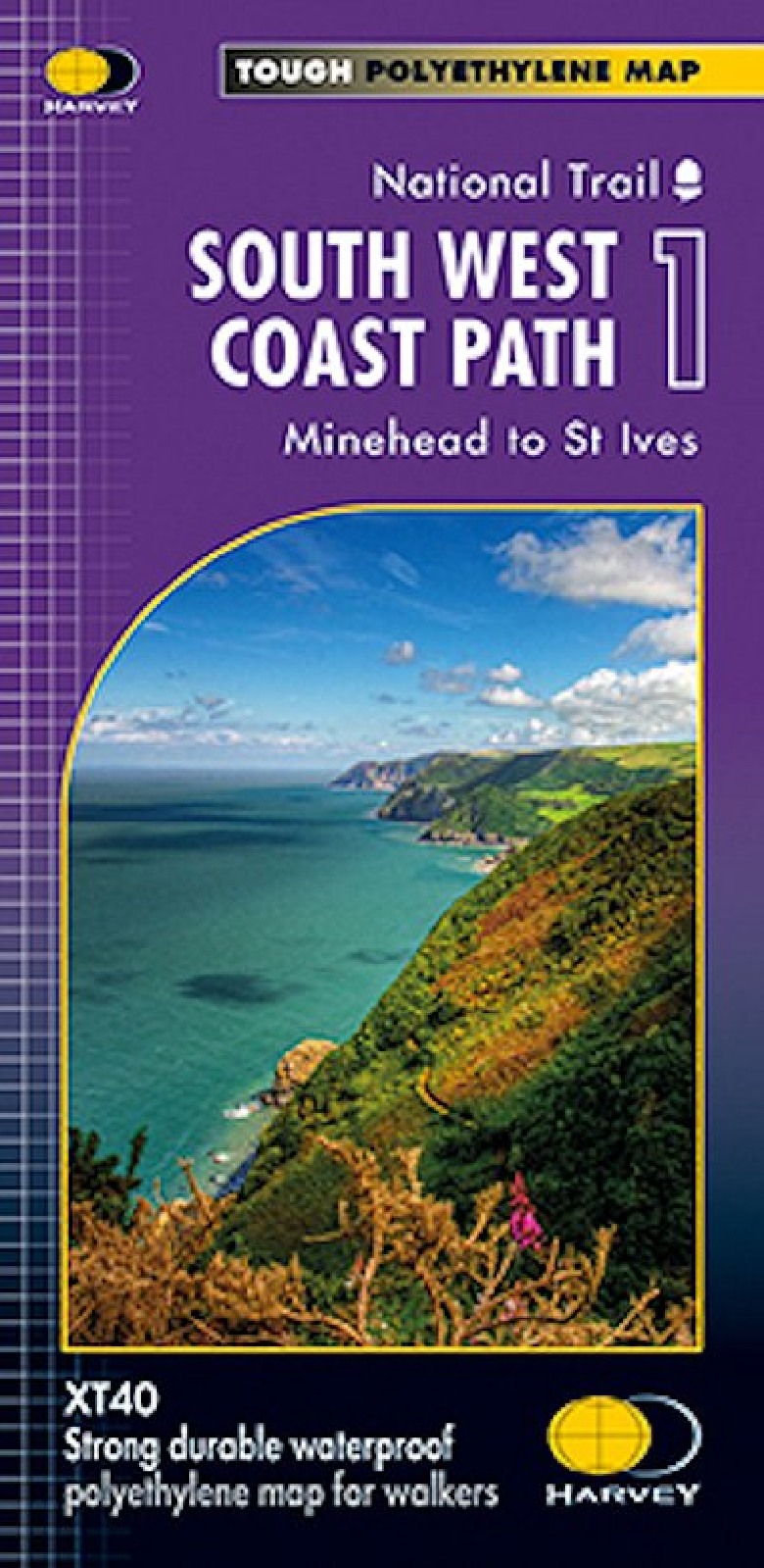 South West Coast Path 1 Harvey National Trail Map - Minehead to st ives 