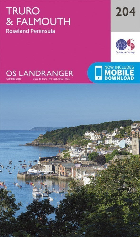 Truro & Falmouth Roseland Peninsula Landranger Map 204 OS Latest 