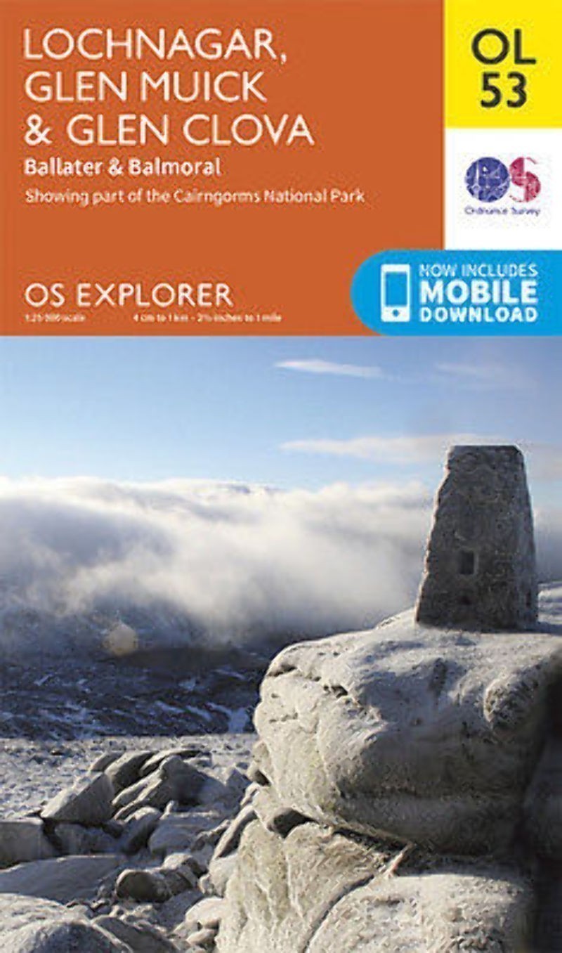 Lochnager Glen Muick & Clova Ordnance Survey Explorer Map OL 53