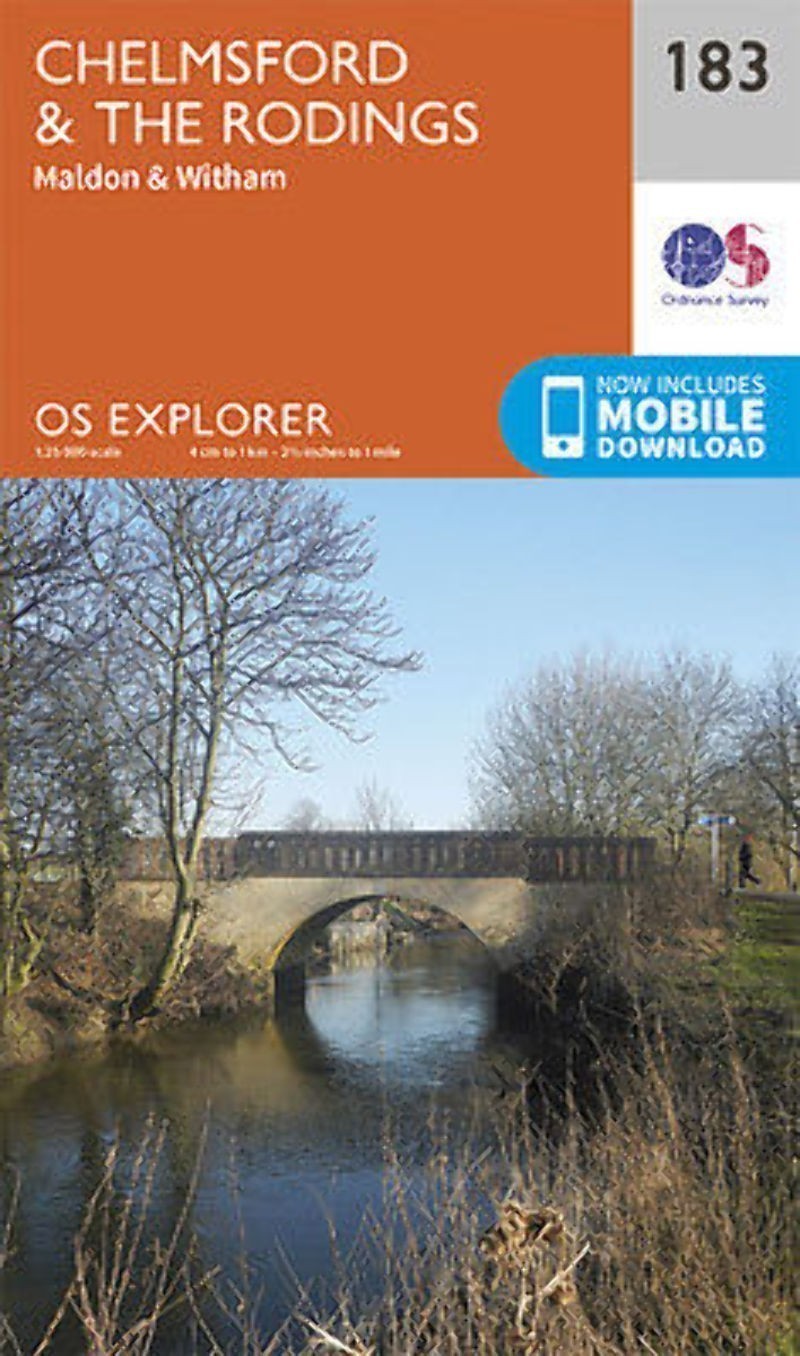 Chelmsford and the Rodings 183 Explorer Map Ordnance Survey With Digital
