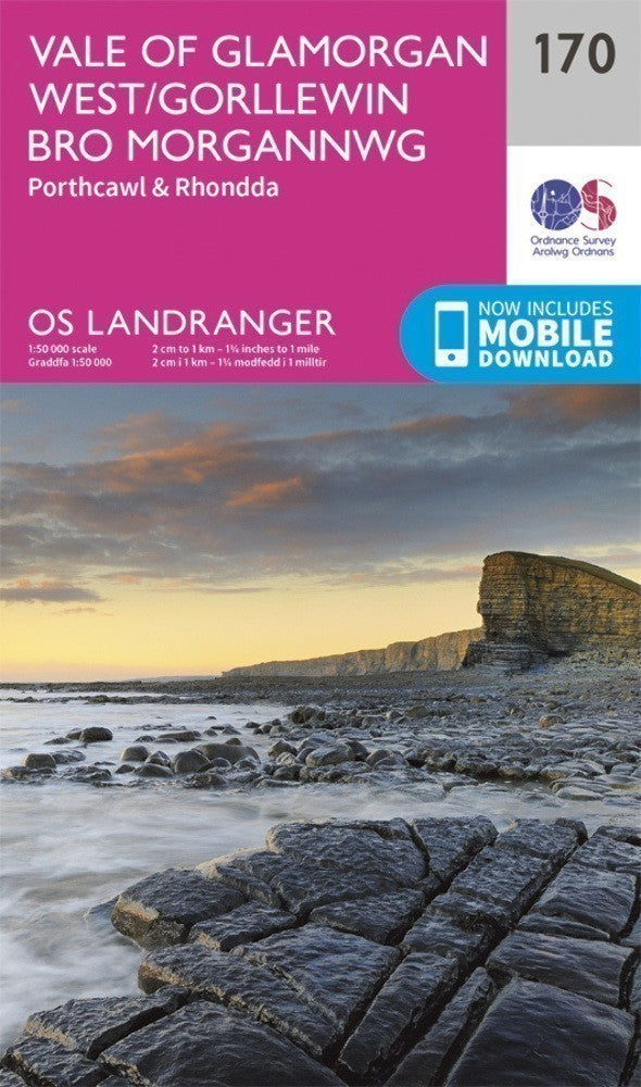 Vale of Glamorgan Rhondda & Porthcawl Landranger Map 170 Ordnance Survey Latest 