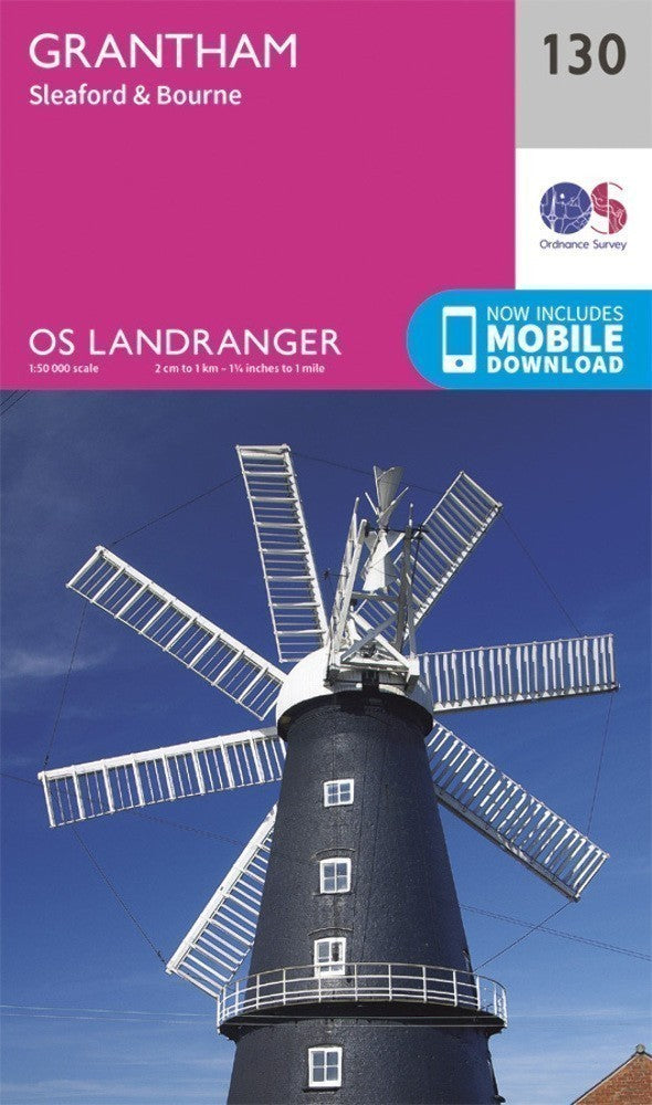 Grantham Sleaford & Bourne Landranger Map 130 Ordnance Survey Latest 