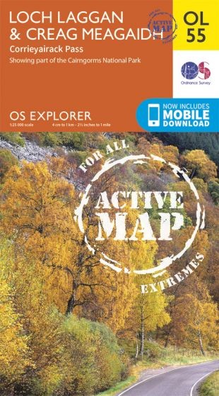 Explorer Active Map  OL 55 Loch Laggan & Creag Meagaidh OS OL55 Laminated