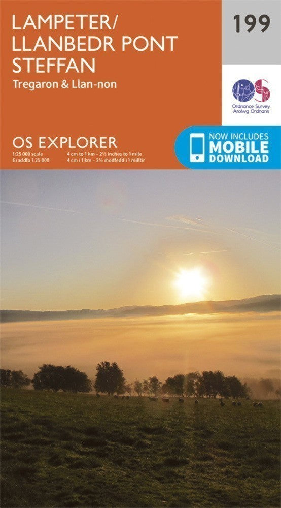 Lampeter Tregaron and Llan-non 199 Explorer Map Ordnance Survey With Digital 