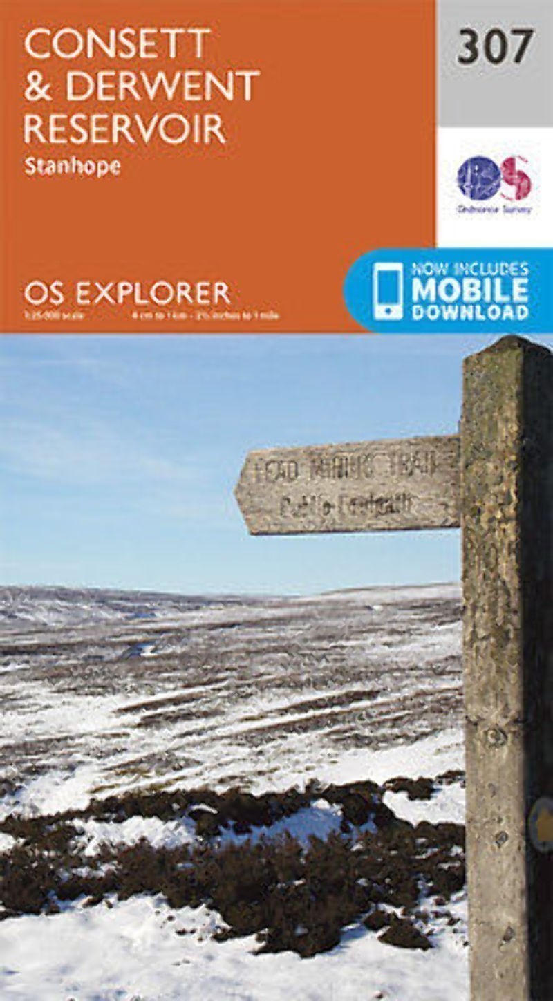 Consett and Derwent Reservoir Explorer Map 307 Ordnance Survey