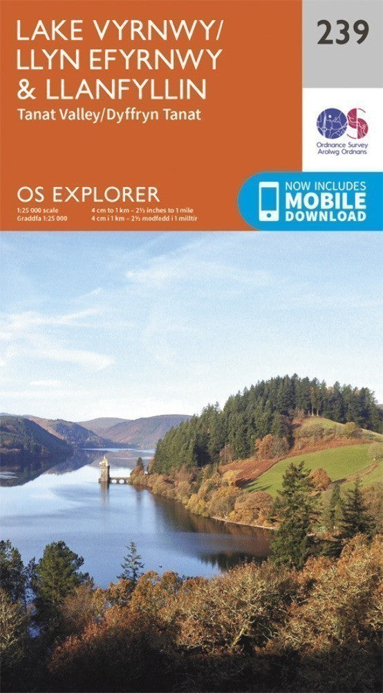 Lake Vyrnwy and Llanfyllin Tanat Valley Explorer Map 239 Ordnance Survey