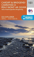 Cardiff and Bridgend 151 Explorer Map Ordnance Survey With Digital Download