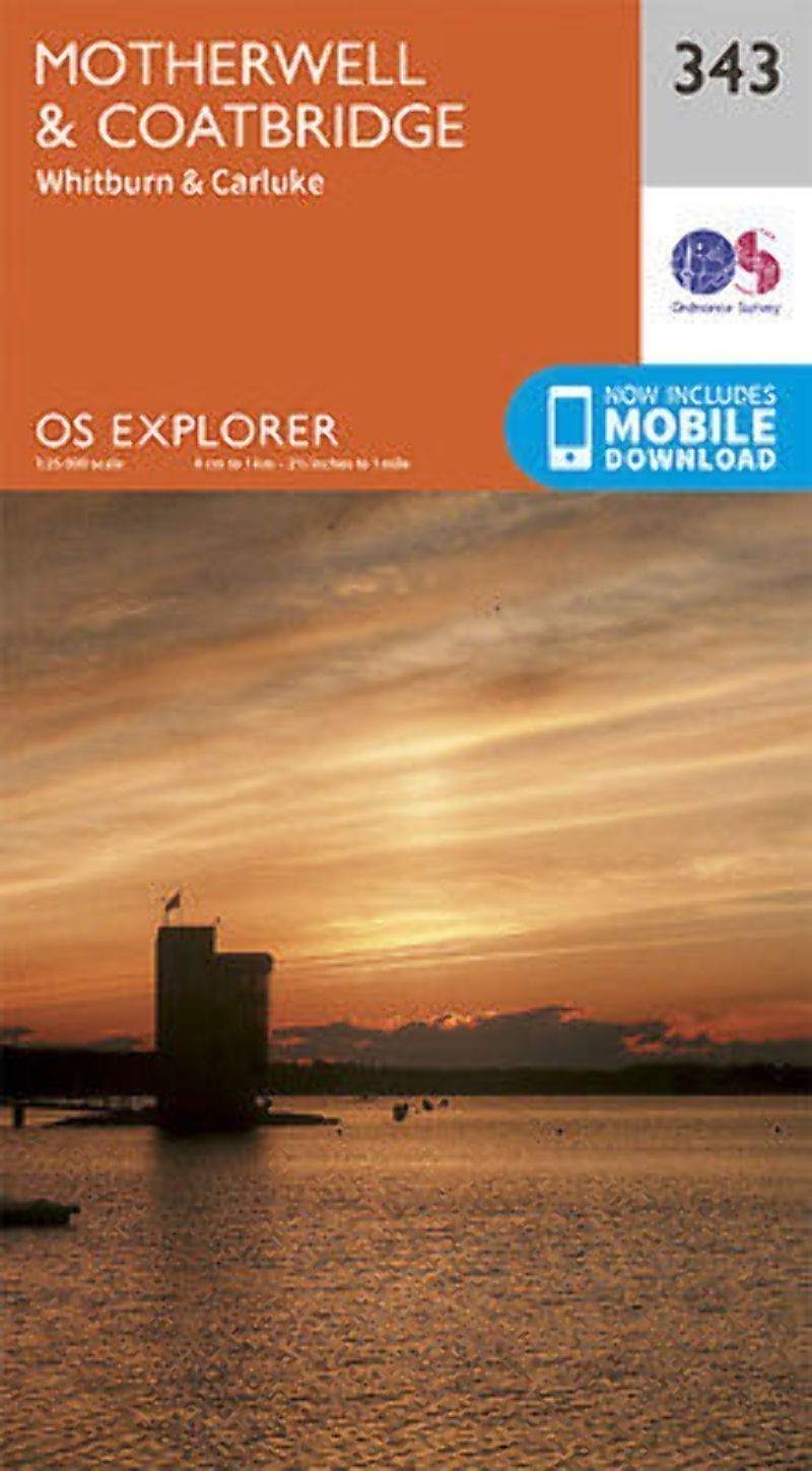 Motherwell and Coatbridge Explorer Map 343 Ordnance Survey with Digital Download