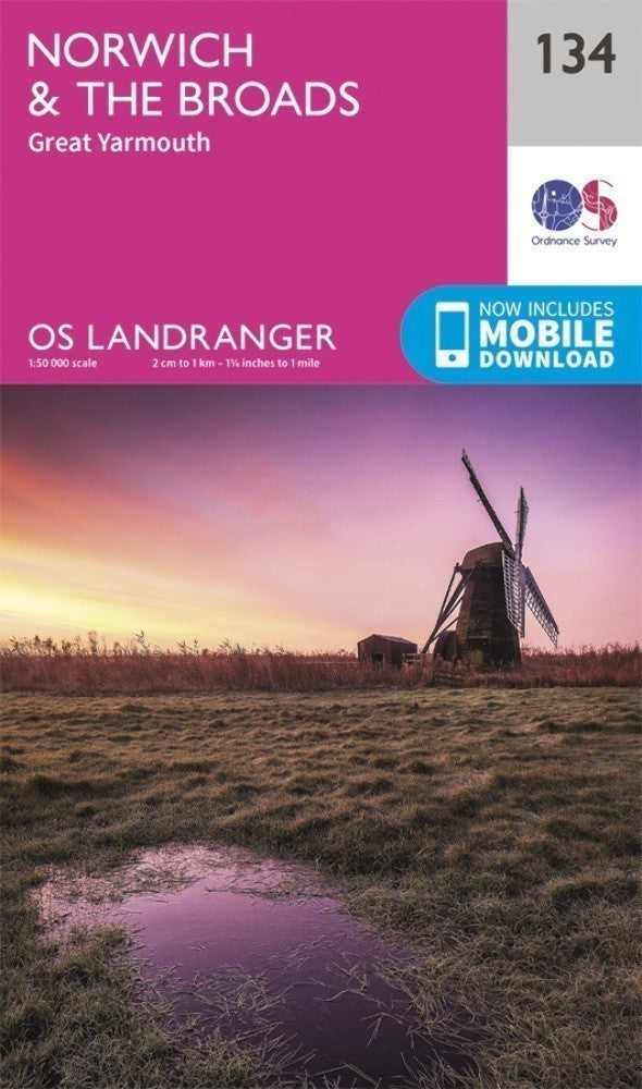 Norwich & The Broads Great Yarmouth Landranger Map 134 Ordnance Survey Latest 
