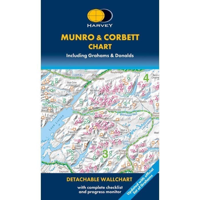 Munro and Corbett Mountain Charts (Folded Sheet Map) by Harvey Maps Grahams Dona
