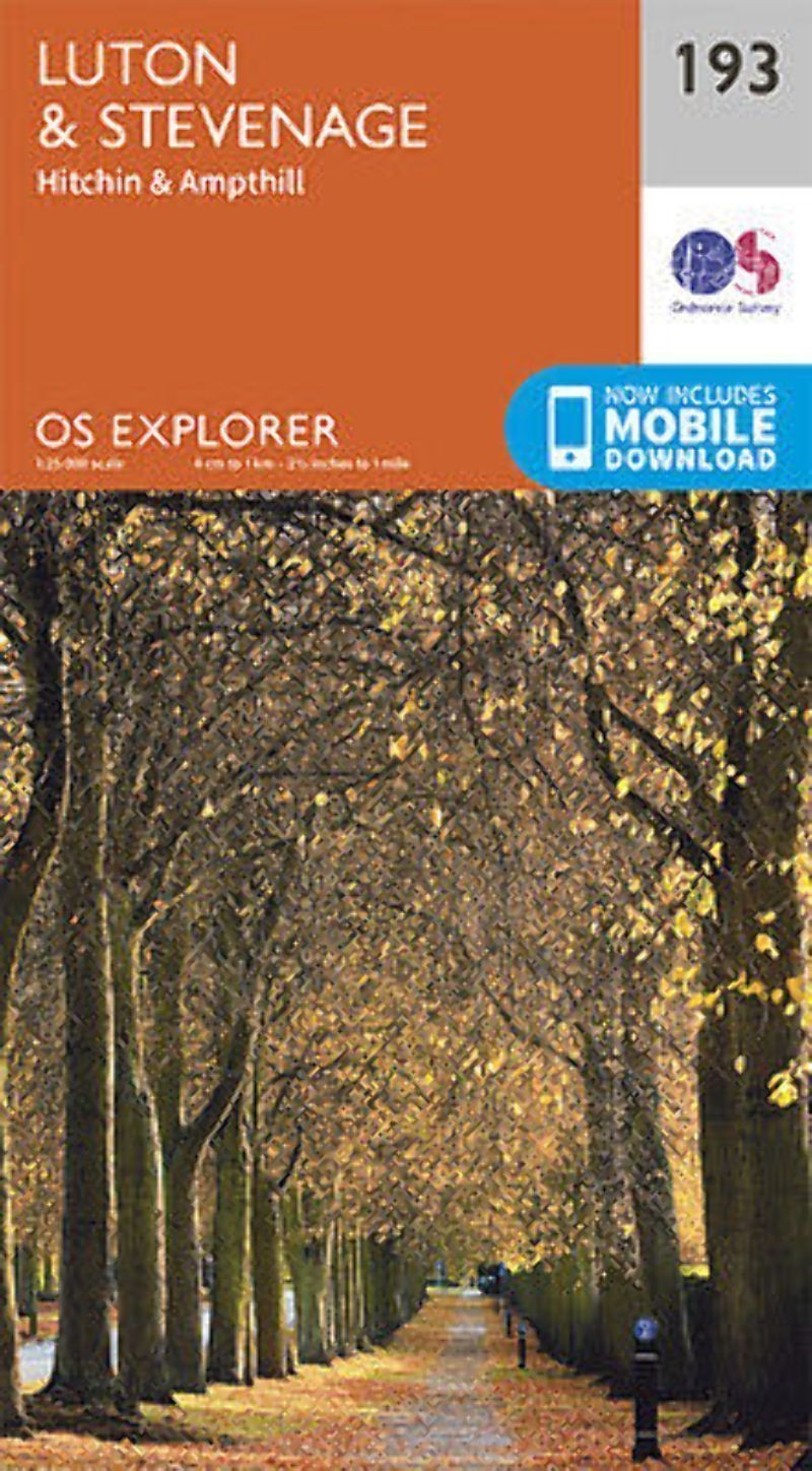 Luton and Stevenage 193 Explorer Map Ordnance Survey With Digital Download