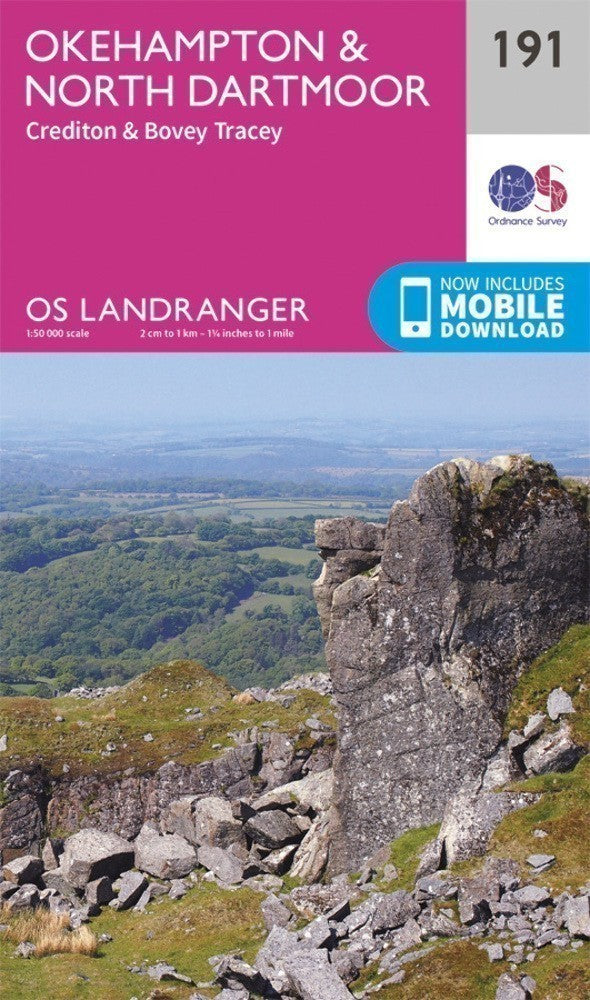 Okehampton & North Dartmoor Landranger Map 191 Ordnance Survey Latest 