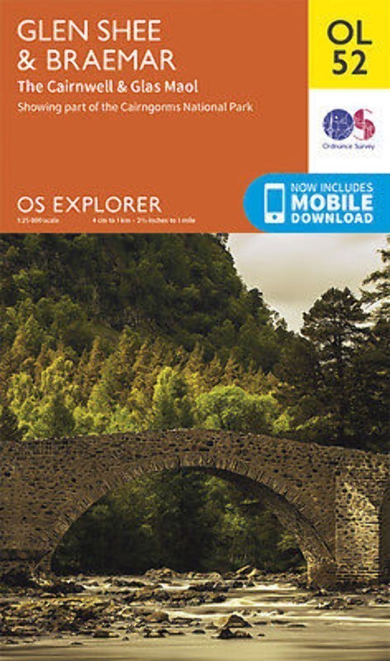 Glen Shee & Braemar Cairnwell Ordnance Survey Explorer Map OL 52