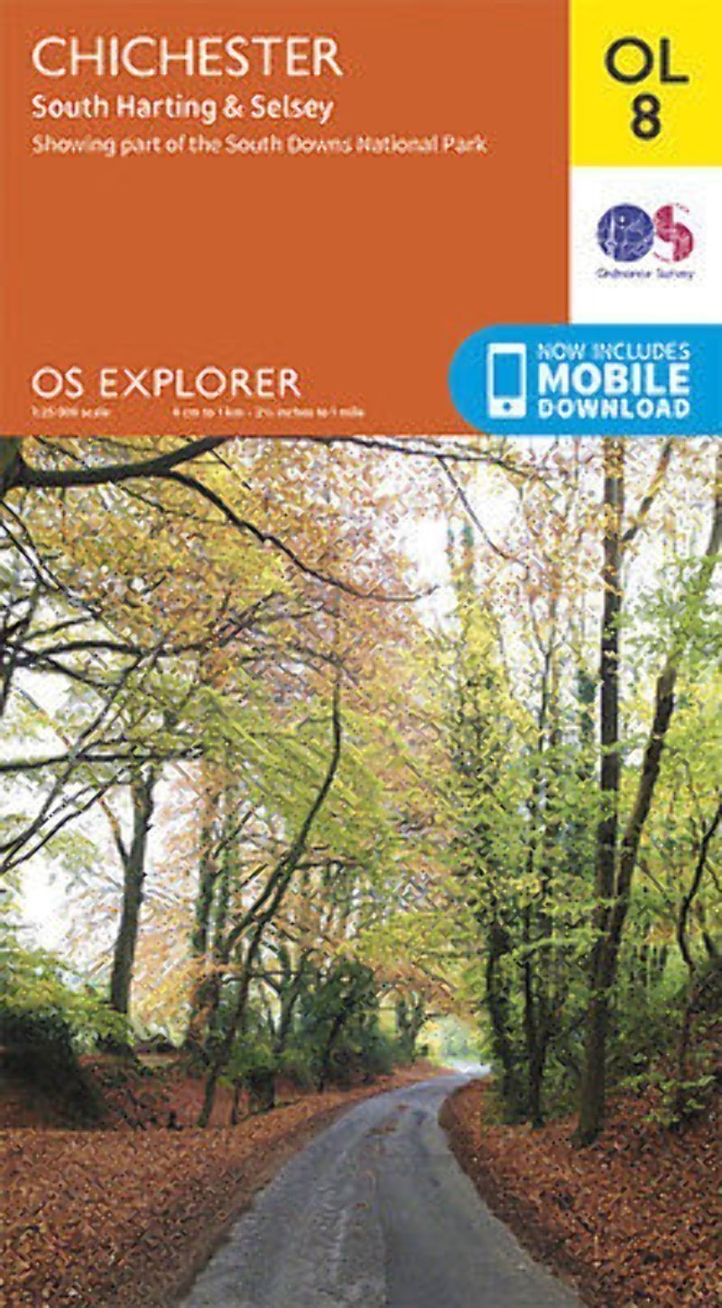 Chichester South Harting Selsey Ordnance Survey Explorer Map OL 8