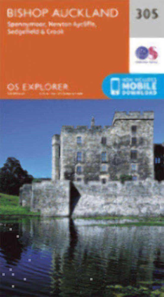 Bishop Auckland - Spennymoor and Newtown Explorer Map 305 Ordnance Survey 