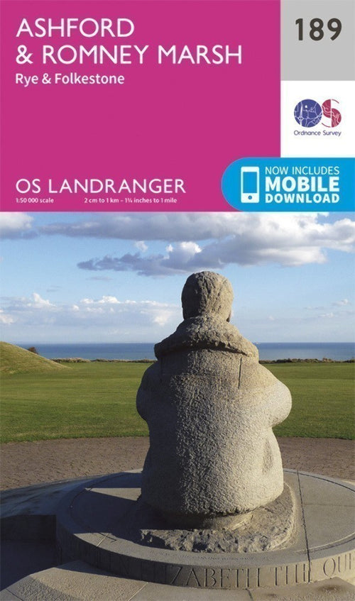 Ashford & Romney Marsh Rye & Folkestone Landranger Map 189 Ordnance Survey Lates