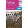 Newtown & Llanidloes Landranger Map 136 Ordnance Survey Latest 