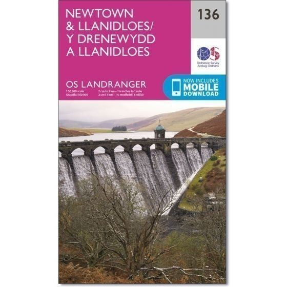 Newtown & Llanidloes Landranger Map 136 Ordnance Survey Latest 