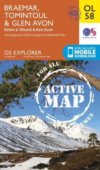 Explorer Active Map  OL 58 Braemar, Tomintoul & Glen Avon OS OL58 Laminated