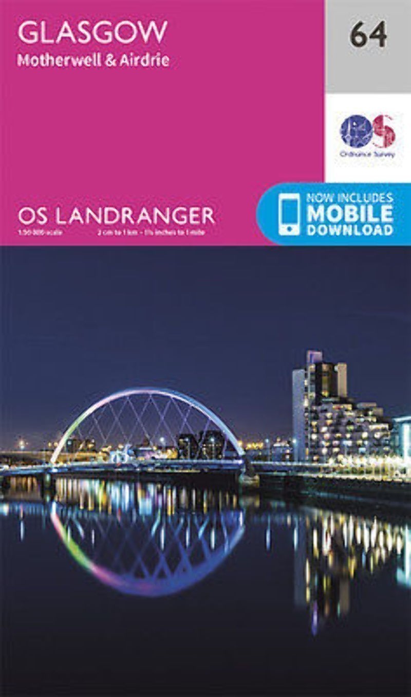Glasgow Motherwell & Airdrie Landranger Map 64 Ordnance Survey Latest 