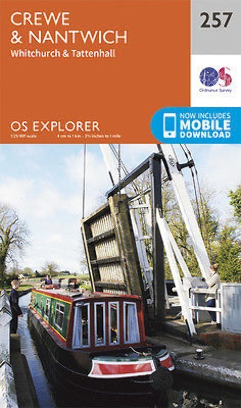 Crewe Nantwich Whitchurch Tattenhall Explorer Map 257 Ordnance Survey