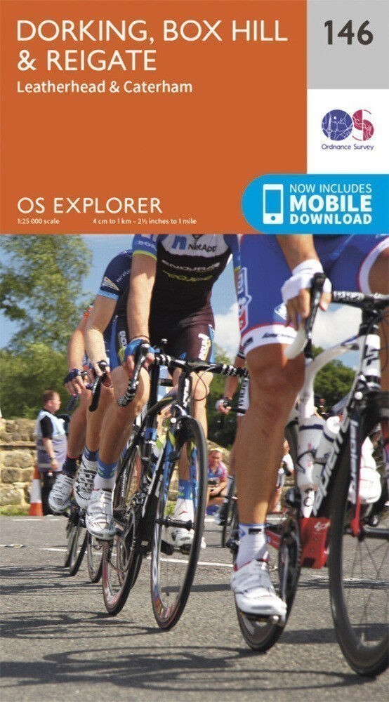 Dorking Box Hill and Reigate 146 Explorer Map Ordnance Survey With Digital Downl