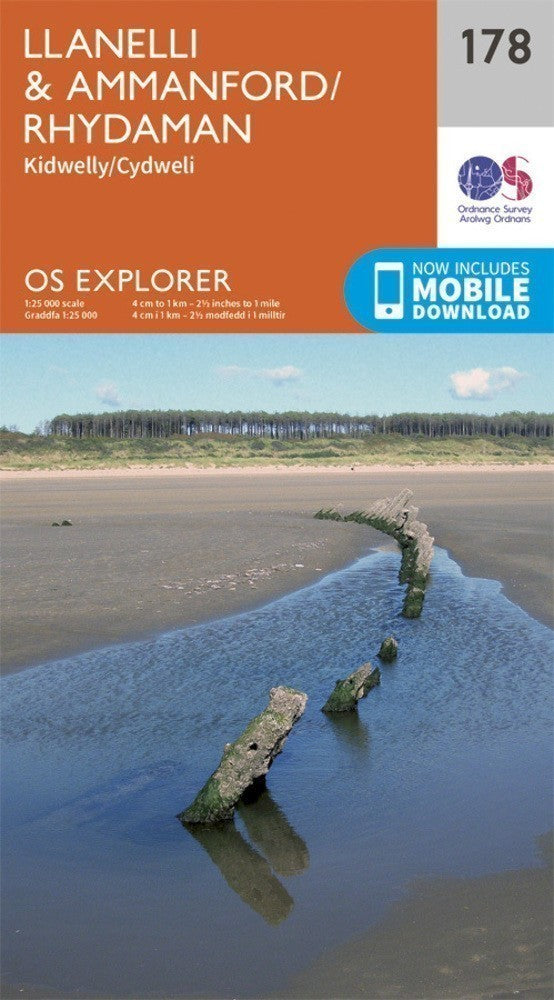 Llanelli and Ammanford 178 Explorer Map Ordnance Survey With Digital Download
