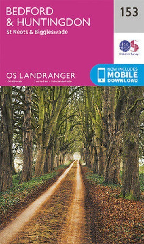 Bedford, Huntingdon St Neots & Biggleswade Landranger Map 153 OS Latest 