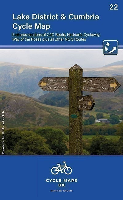 Lake District &amp; Cumbria Cycle Map 22 sections of the C2C Route, Hadrians Wa