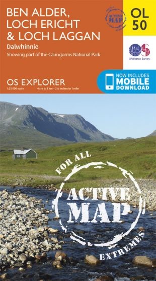Explorer Active Map  OL50 Ben Alder, Loch Ericht & Loch Laggan OS OL50 Laminated