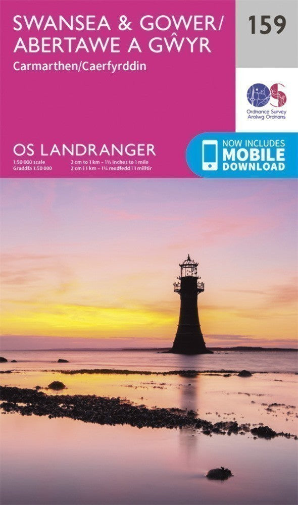 Swansea & Gower Carmarthen Landranger Map 159 Ordnance Survey Latest 