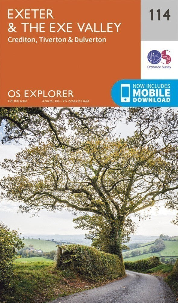 Exeter and the Exe Valley 114 Explorer Map Ordnance Survey With Digital Download