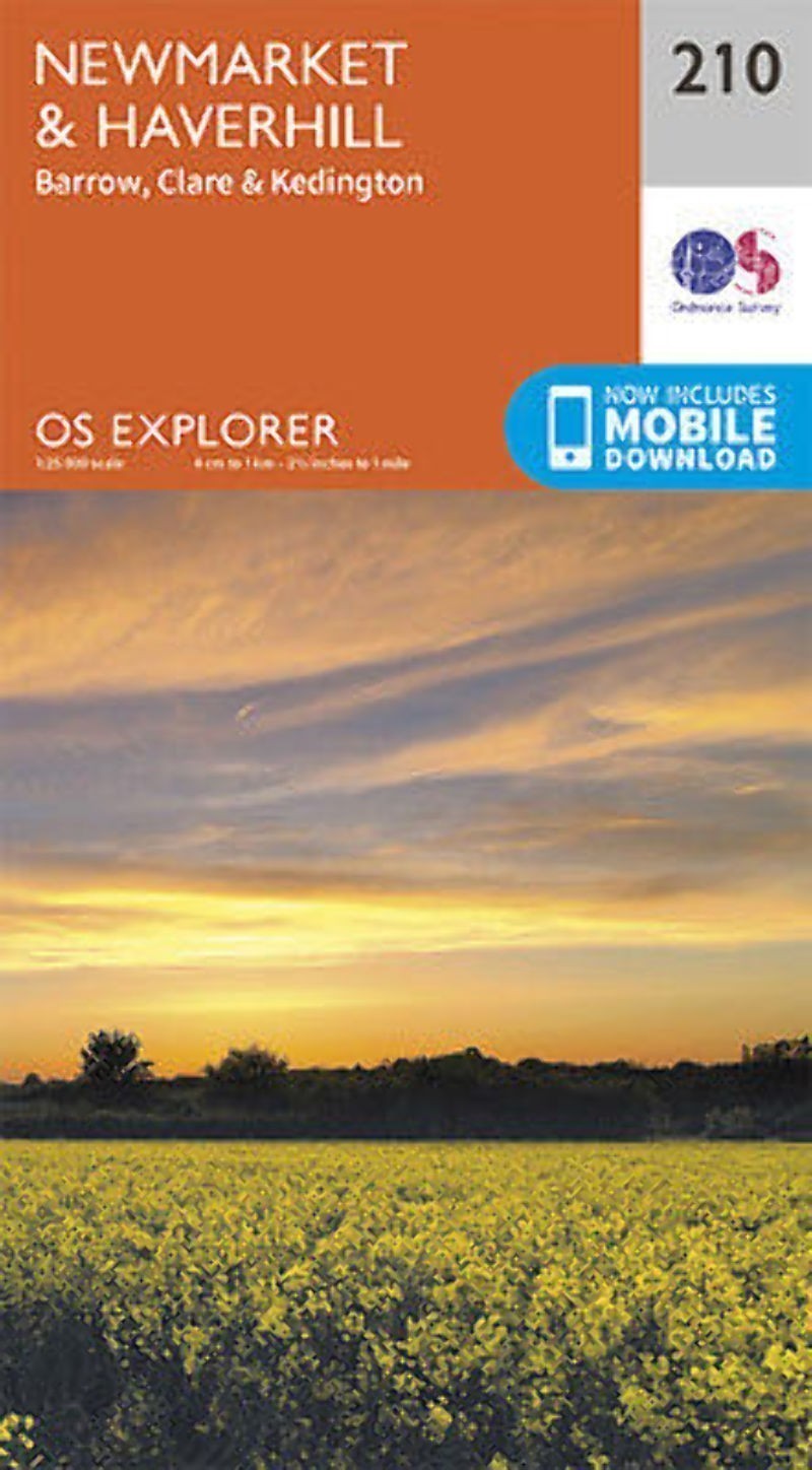 Newmarket Haverhill Barrow Clare 210 Explorer Map Ordnance Survey with Digital