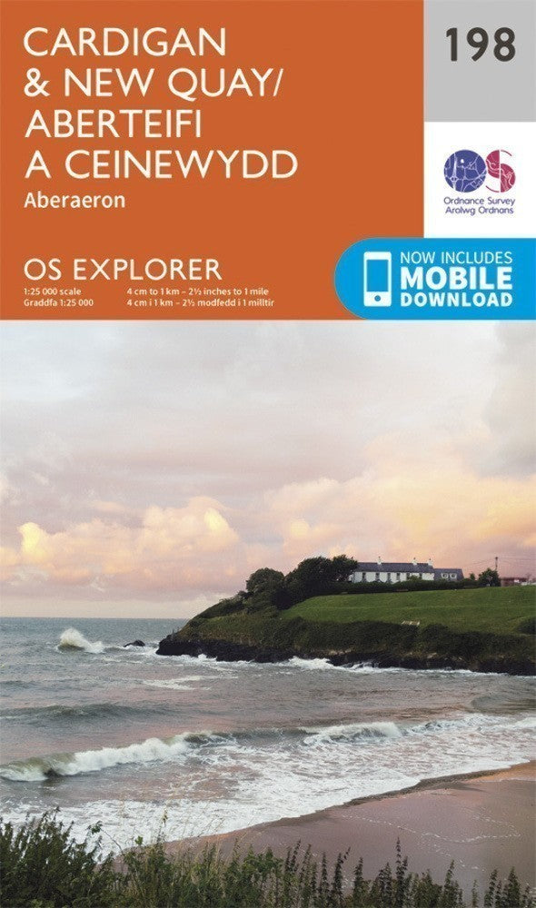 Cardigan and New Quay Aberaeron 198 Explorer Map Ordnance Survey With Digital Do