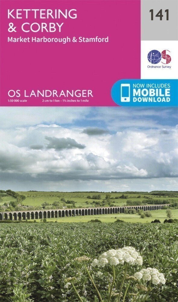 Kettering & Corby Landranger Map 141 Ordnance Survey Latest 