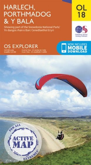 Explorer Active Map  OL 18 Harlech, Porthmadog & Bala OS OL18 Laminated