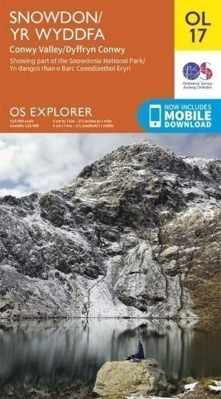 Snowdon Conwy Valley Ordnance Survey Explorer Paper Sheet map OL 17