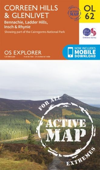 Explorer Active Map  OL62 Coreen Hills & Glenlivet OS OL62 Laminated