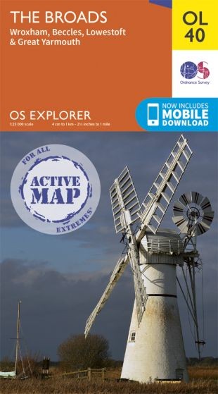 Explorer Active Map  OL 40 The Broads OS OL40 L:aminated