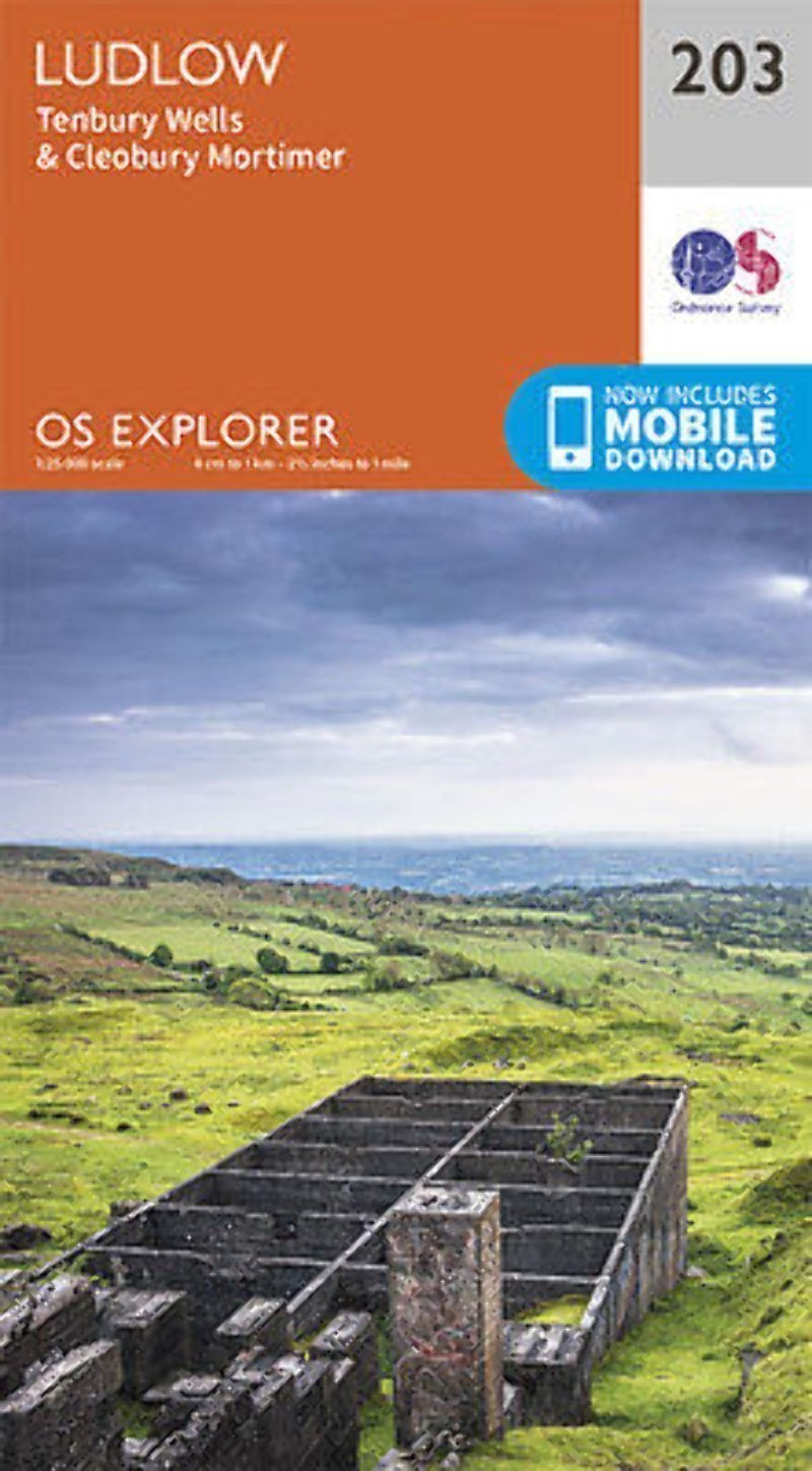 Ludlow and Tenbury Wells 203 Explorer Map Ordnance Survey with Digital Download