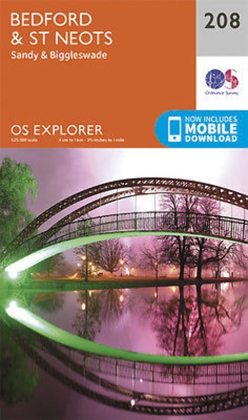 Bedford St Neots Sandy and Biggleswade 208 Explorer Map Ordnance Survey
