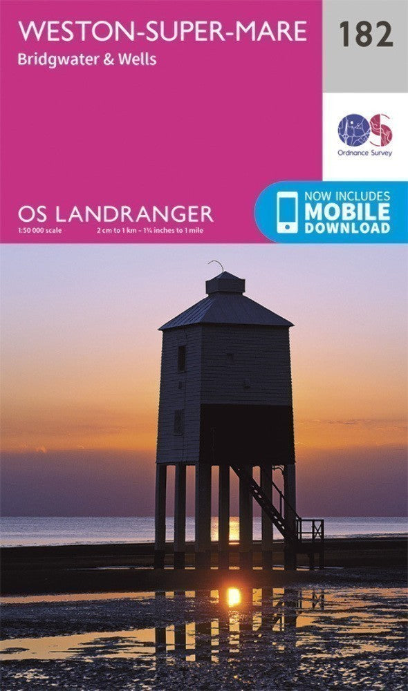 Weston super Mare Bridgwater & Wells Landranger Map 182 Ordnance Survey Latest 