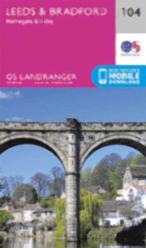 Leeds & Bradford Harrogate & Ilkley Landranger Map 104 Ordnance Survey Latest 