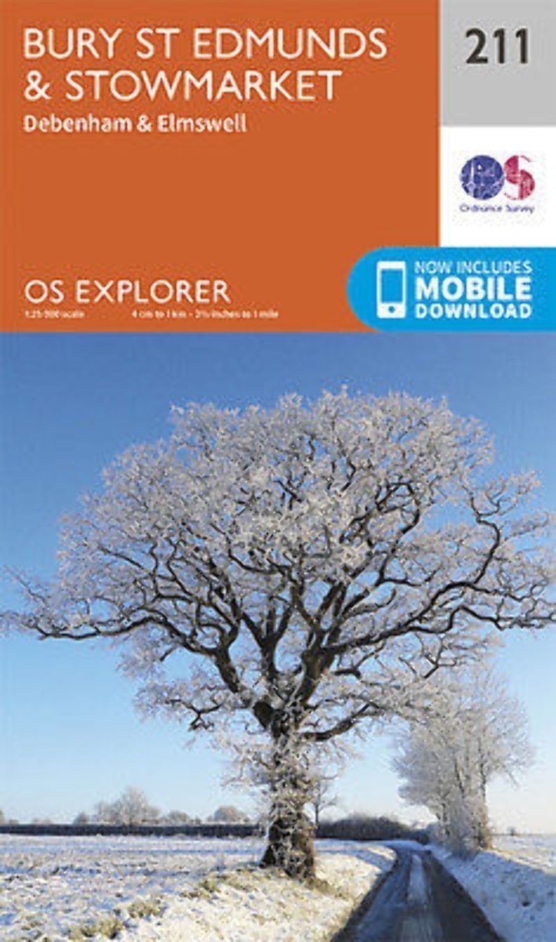 Bury St Edmunds and Stowmarket 211 Explorer Map Ordnance Survey with Digital Dow