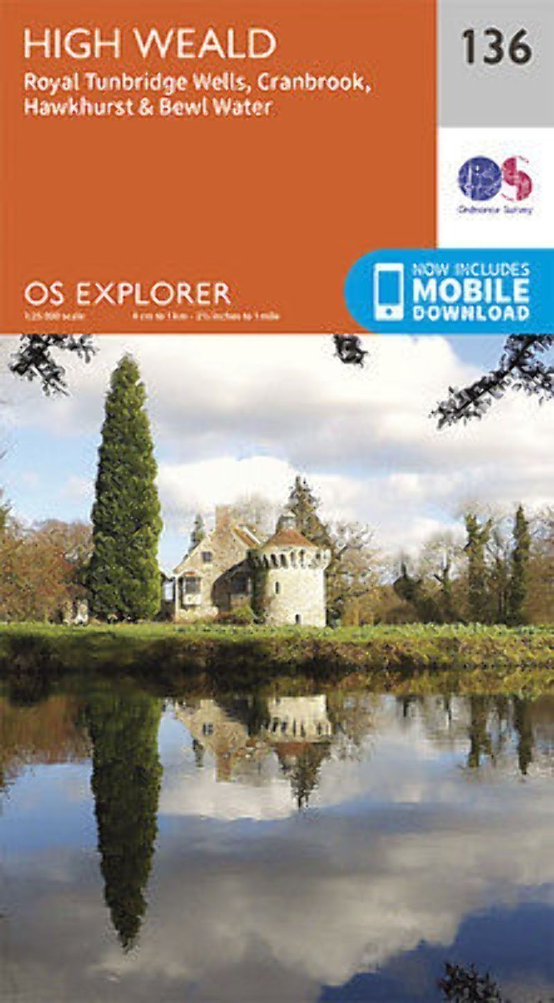 High weald Royal Tunbridge Wells 136 Explorer Map Ordnance Survey With Digital D