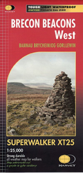 Brecon Beacons West Harvey SuperWalker map Pen y Fan, Foel Fraith, Fan Fawr