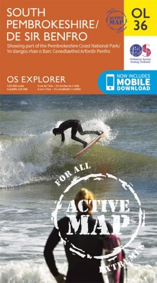 Explorer Active Map  OL 36 South Pembrokeshire  OS OL36 Laminated