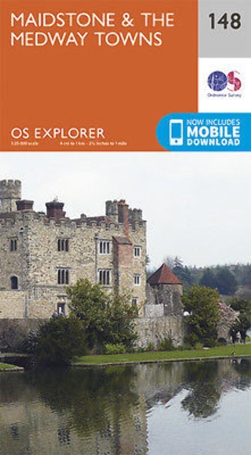 Maidstone and the Medway Towns 148 Explorer Map Ordnance Survey With Digital Dow