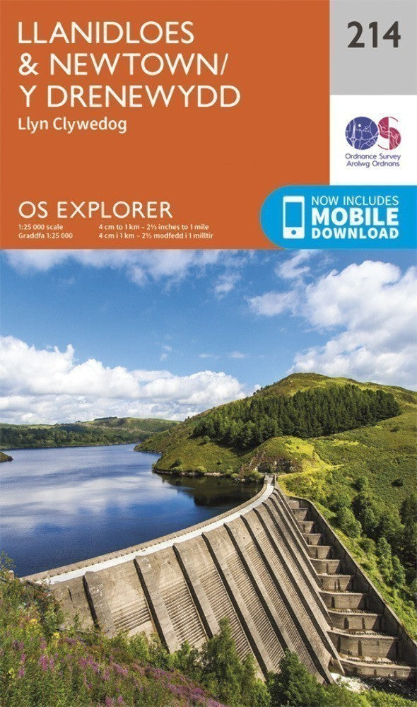Llanidloes and Newtown 214 Explorer Map Ordnance Survey with Digital Download